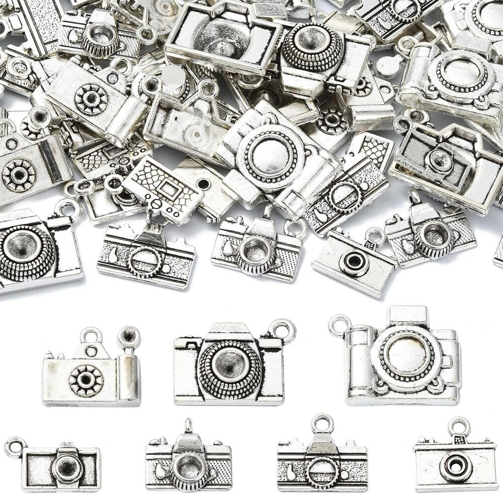 3125 70 pcs 7 Style Antique Silver Camera Theme Alloy Charms Vintage